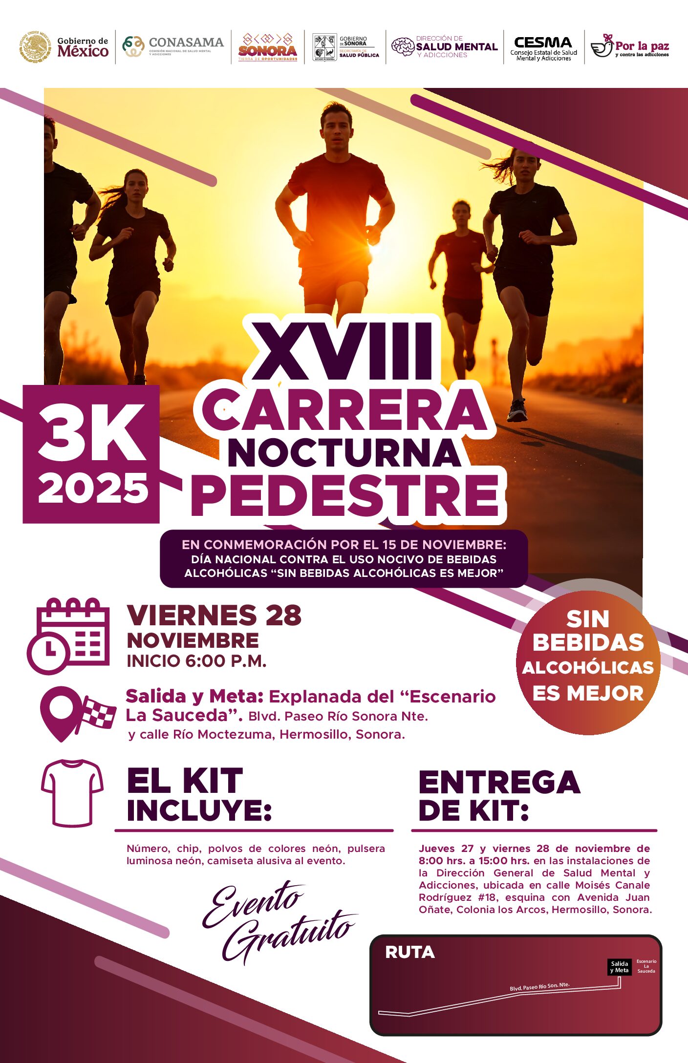 XVIII CARRERA NOCTURNA 3K PEDESTRE "En contra de las adicciones"